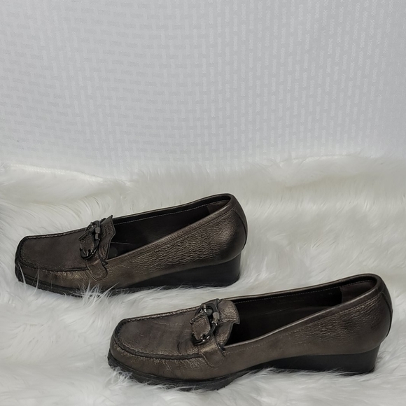 Stuart Weitzman leather wedge loafers size 9 - Picture 4 of 6